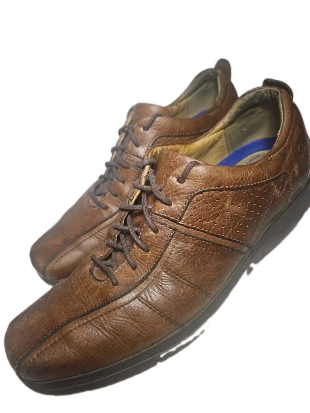 Johnston Murphy Shuler Brown Leather Bicycle Toe Oxford Shoe Men Size11M Derb[7E